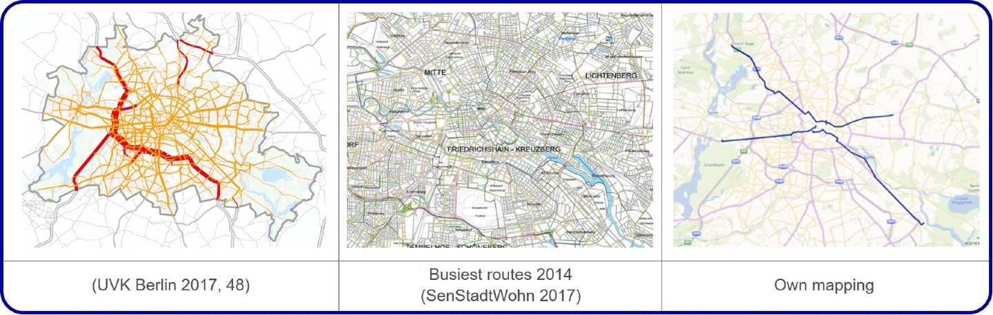 Figure 4  From Traffic Flows Into Berlin and Within Berlin to Four Focal Routes